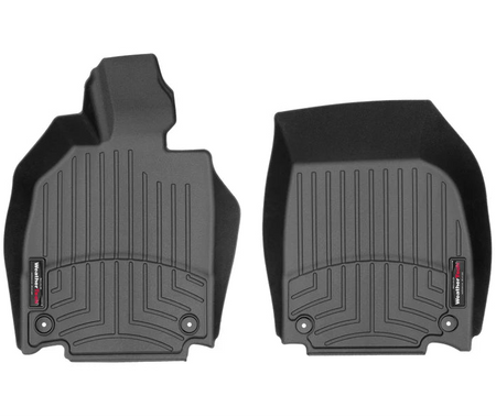 Black custom-fit Audi R8 1st row floor mats by weathertech