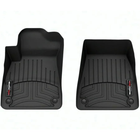 Black all weather, custom fit polestar 2 1st row car mats by weathertech