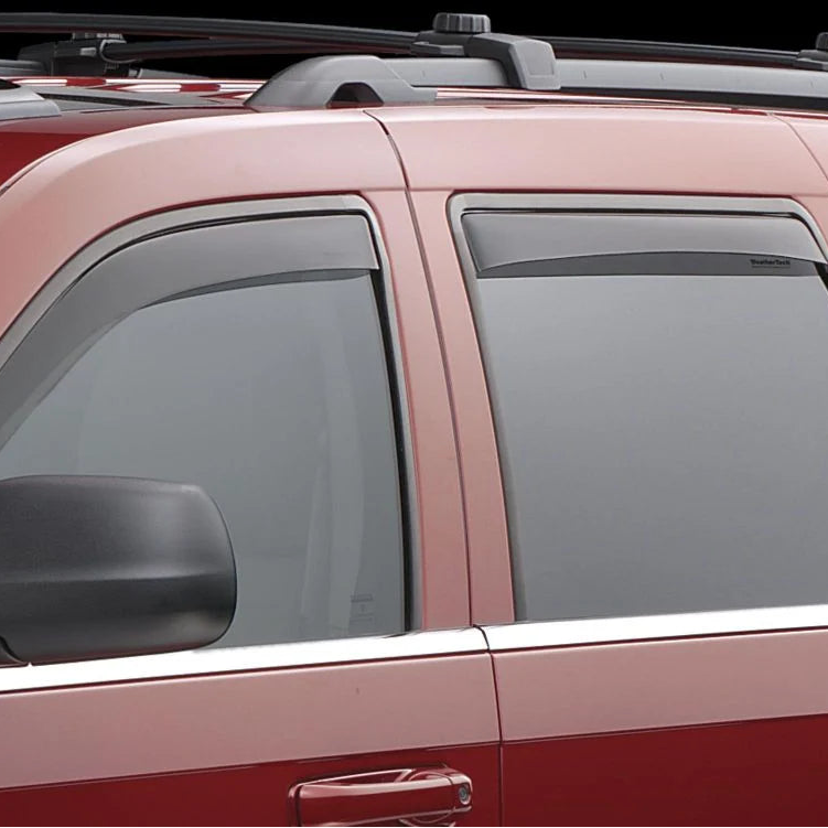 WeatherTech custom-fit, dark jeep grand cherokee WK side window deflector kit, front and back