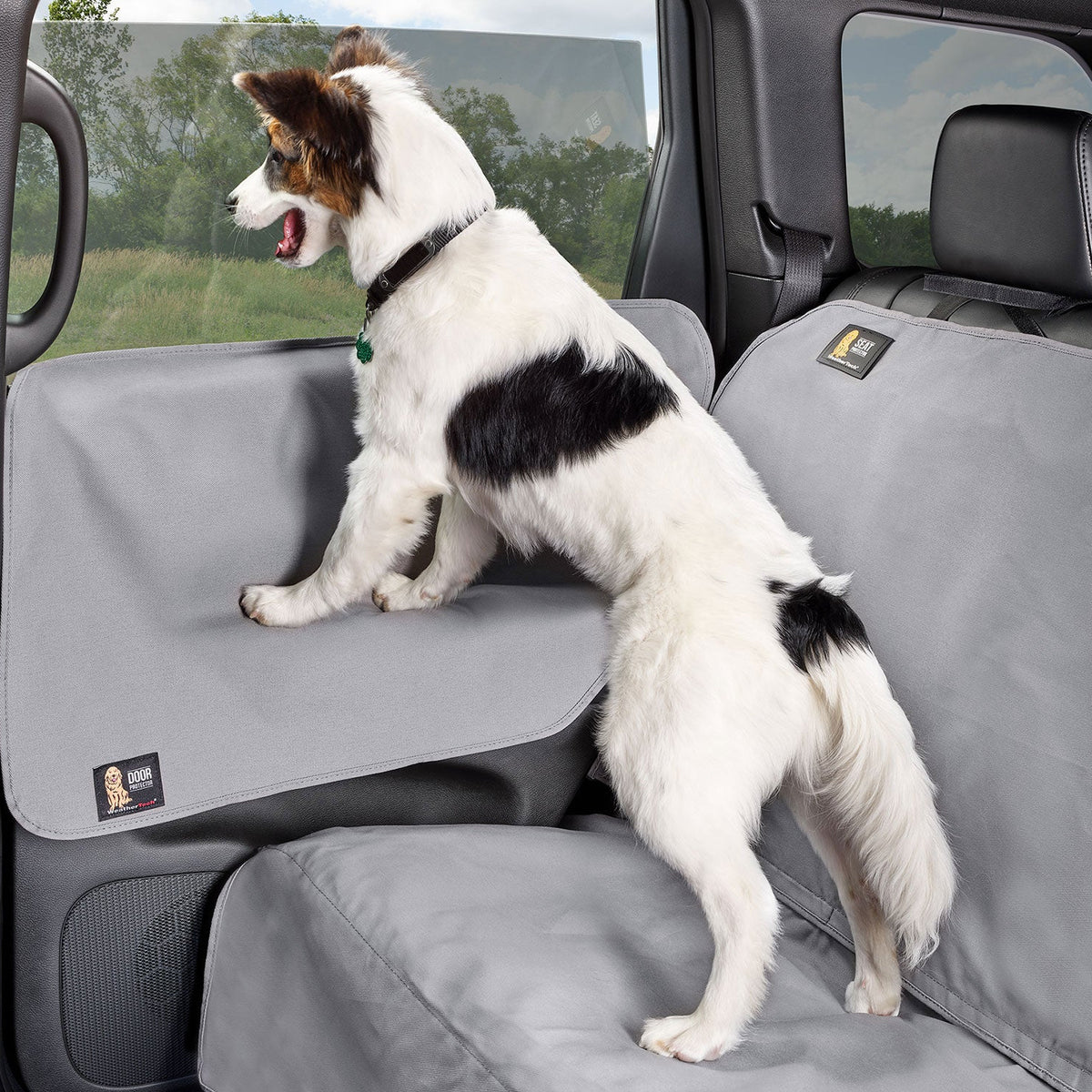 Protecteur de portière de voiture gris pour chien de taille moyenne, de la marque WeatherTech