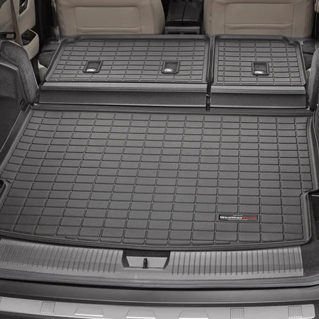 weathertech cargo liner with seat back foldered down in black