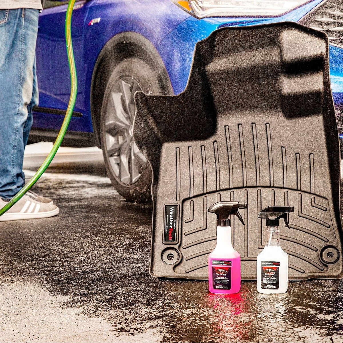 WeatherTech cleaning kit helps to keep your car mats and cargo mats in prefect condition. Spray your car mats, wait for 2 minutes, spray the cleaner scrub and rinse, apply the protector, let it dry and your as good as new.