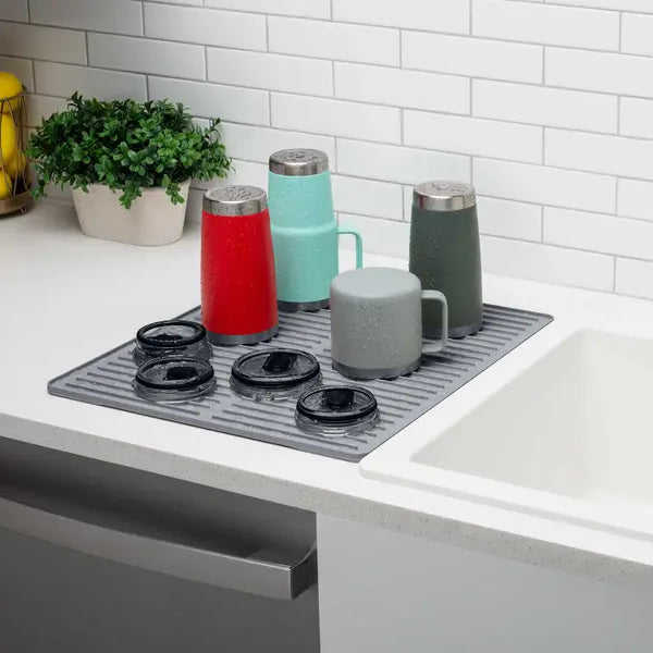 Dark Grey Sink top dish mat with contained sides by WeatherTech