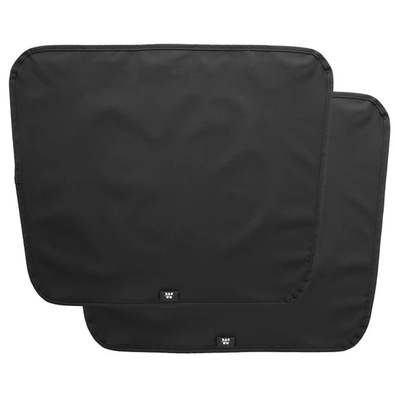 Two black car door protectors by weathertech ideal for protecting the inside of the car for dogs